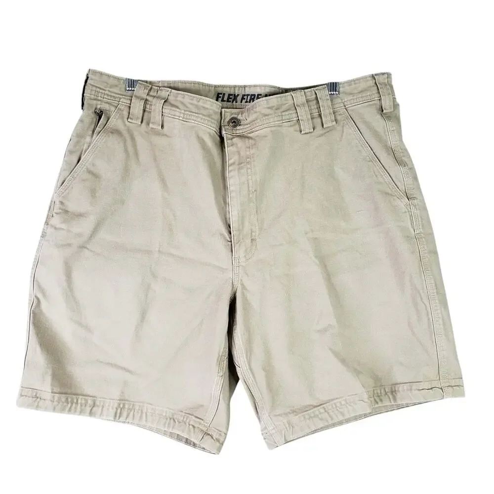 Duluth Trading Co Cargo Shorts Flex Fire Hose Men's Size 40 Khaki Beige Relaxed